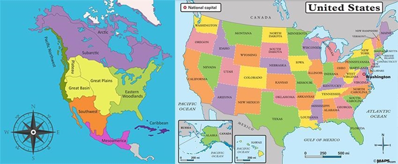 Plxx answer fast Image of two maps side by side. The map on the left is a map of North-example-1