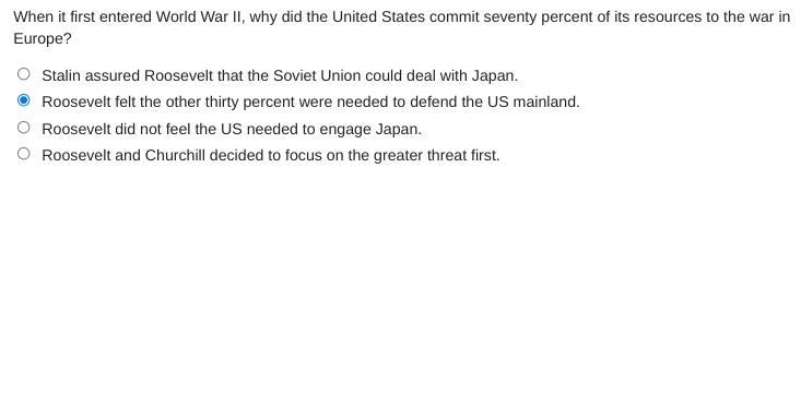 When it first entered World War II, why did the United States commit seventy percent-example-1