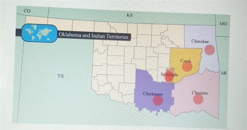 Select the correct locations on the map. Identify the two Native American nations-example-1