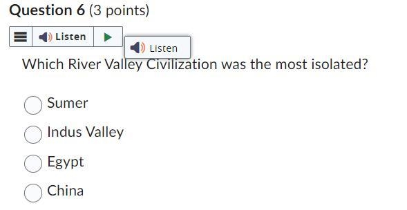 Which River Valley Civilization was the most isolated?-example-1