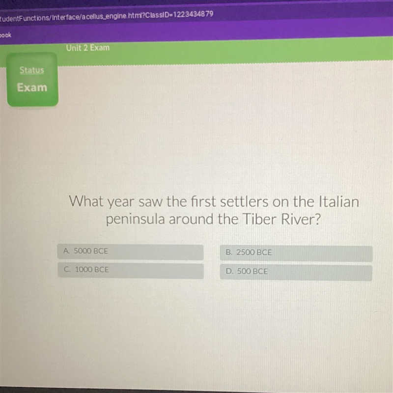 For an exam!!! What year saw the first settlers on the Italian peninsula around the-example-1