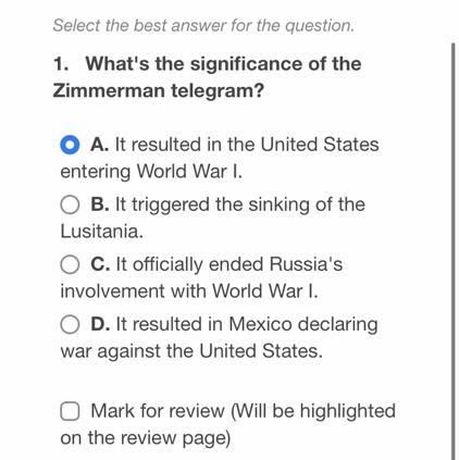 What’s the significance of the Zimmerman telegram? PF-example-1