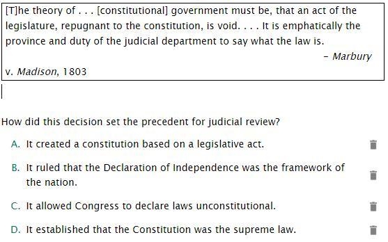 How did this decision set the precedent for judicial review?-example-1