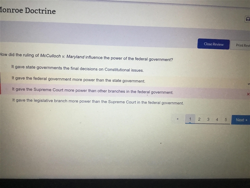 Help!! how did the ruling of mcculloch v. maryland influence the power of the federal-example-1