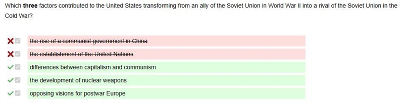 Which three factors contributed to the United States transforming from an ally of-example-1