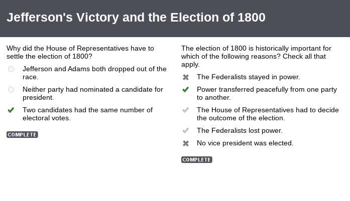 The election of 1800 is historically important for which of the following reasons-example-1