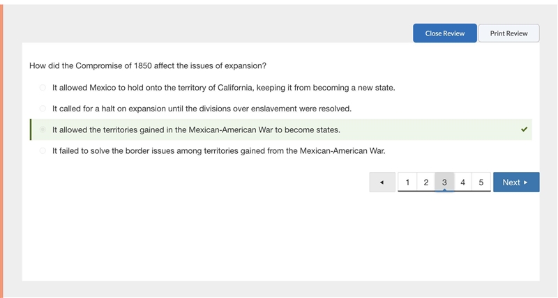 PLSSSSS HELPPP How did the Compromise of 1850 affect the issues of expansion? It allowed-example-1