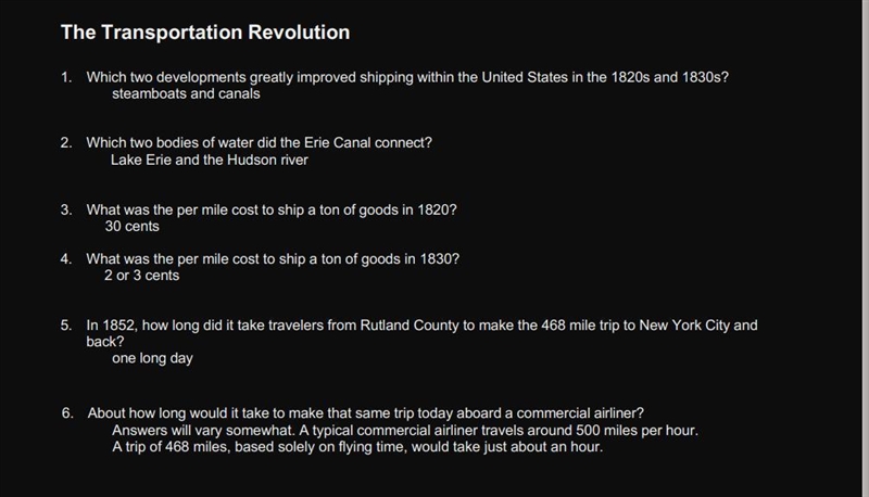 Need help quickly if possible 1) Use your completed The Transportation Revolution-example-1