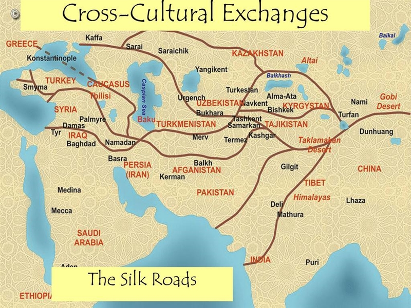 The map shows that the silk road-example-1