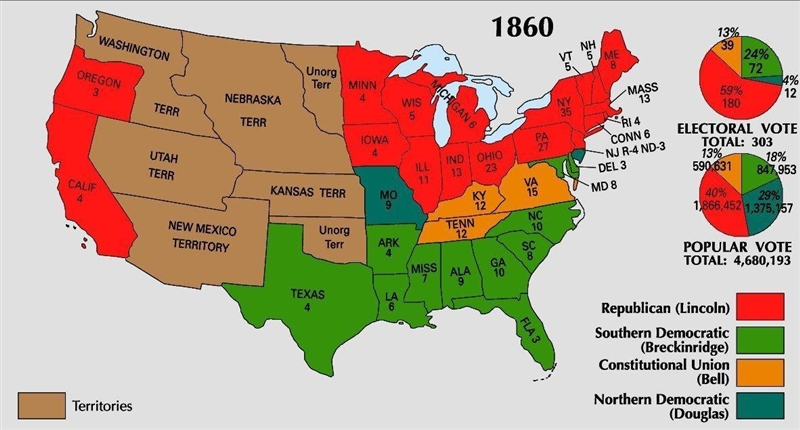 Why did the southern states decide to secede after the election of 1860?.-example-1