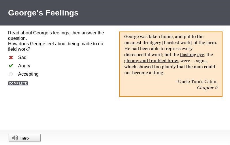 Read about George’s feelings, then answer the question. How does George feel about-example-1