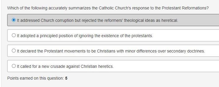 Which of the following accurately summarizes the Catholic Church's response to the-example-1