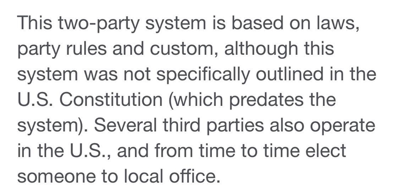 Can I know The us constitution established the two party system true or false?-example-1