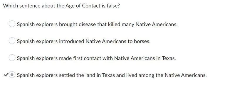 PLS HELP ME Which sentence about the Age of Contact is false? Question 10 options-example-1