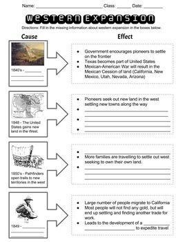 Create a cause and effect chart on the reasons for westward migration. Incorporate-example-1