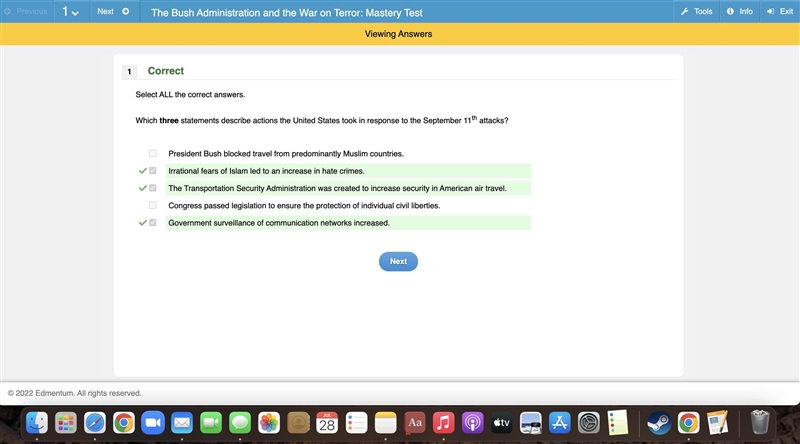 Which three statements describe actions the United States took in response to the-example-1