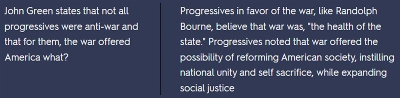 John states that not al progressives were anti-war and that for them, the war offered-example-1