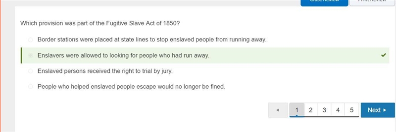 Please help! Which provision was part of the Fugitive Slave Act of 1850? O Border-example-1