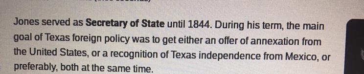 What role did anson jones play in the annexation of texas-example-1