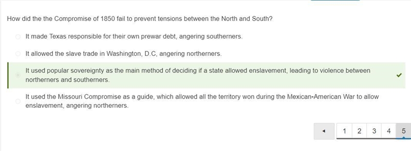 How did the compromise of 1850 fail to prevent tensions between north and south A-example-1