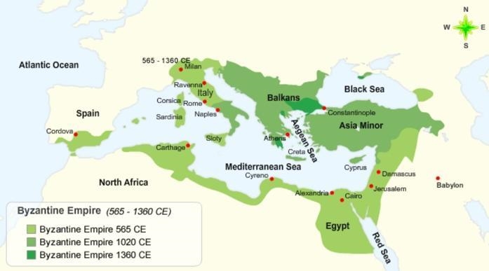 How did the Byzantine Empire’s territory change during the reign of Justinian I?-example-1