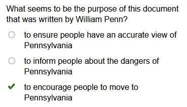 What seems to be the purpose of this document that was written by William Penn? to-example-1