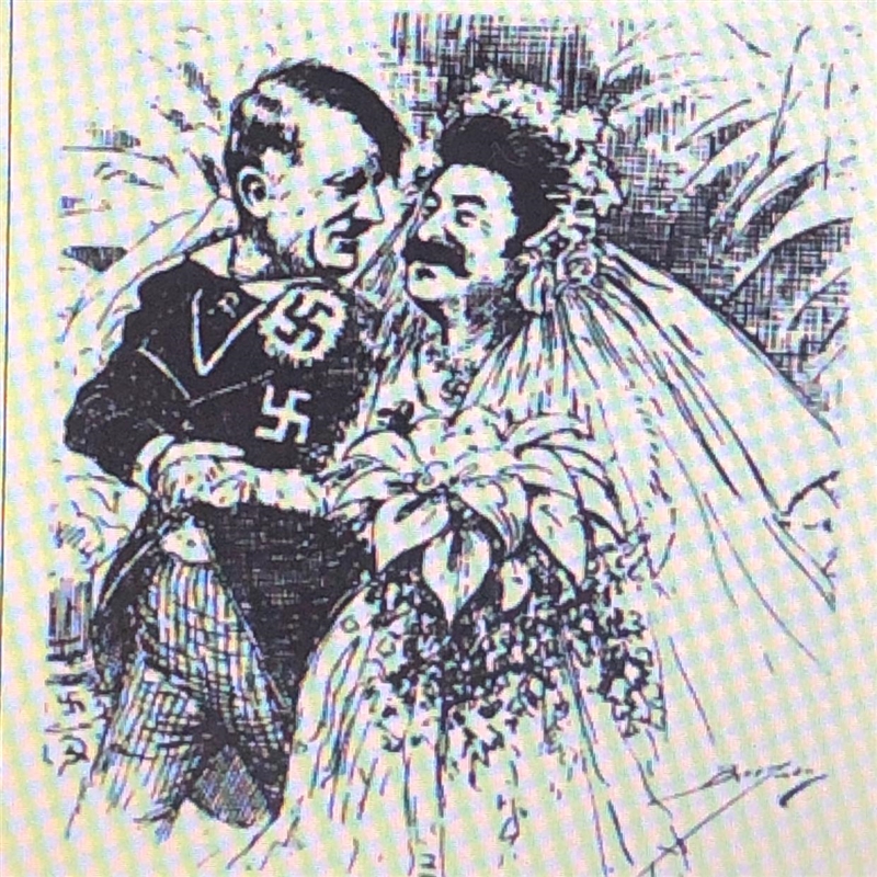 What is the message of this political cartoon? Hitler and the Soviet Union-example-1