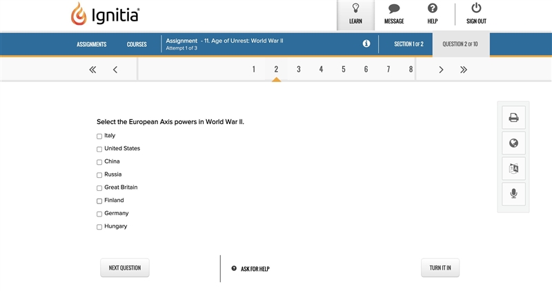 Select the European Axis powers in World War II. Select all that apply Italy United-example-1