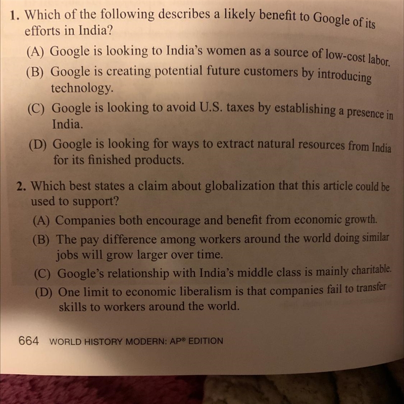 AP WORLD HISTORY UNIT 9.4 Please help !!EXTRA POINTS Please answer the following 2 questions-example-1