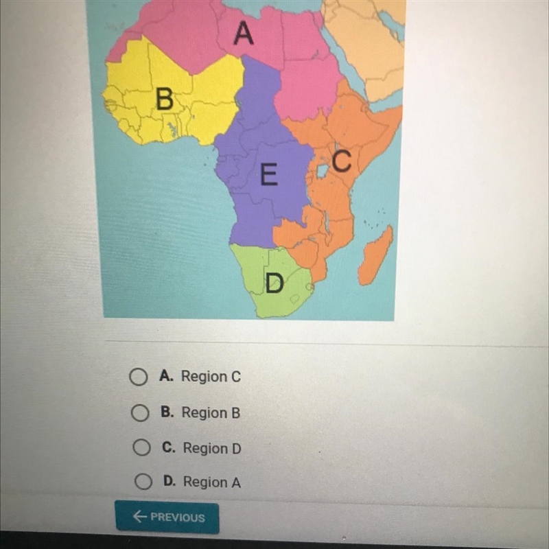 Which African region borders the Mediterranean Sea and is separated from the rest-example-1