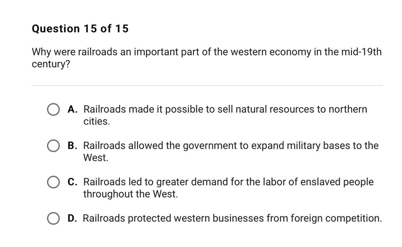 Why were railroads an important part of the western economy in the mid-19th century-example-1