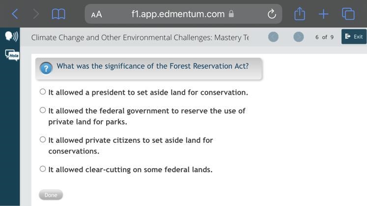 What was the significance of the Forrest Reservation Act?-example-1