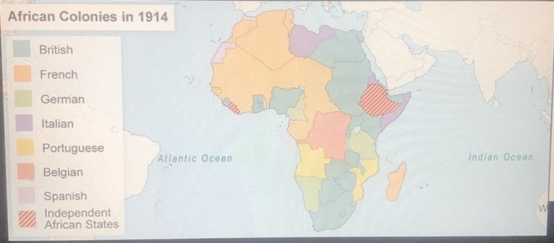 (PLS HELP) Based on the map, how did European imperialism affect African nations? O-example-1