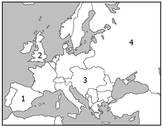 This is a map of Europe during World War I. Which number correctly identifies a nation-example-1