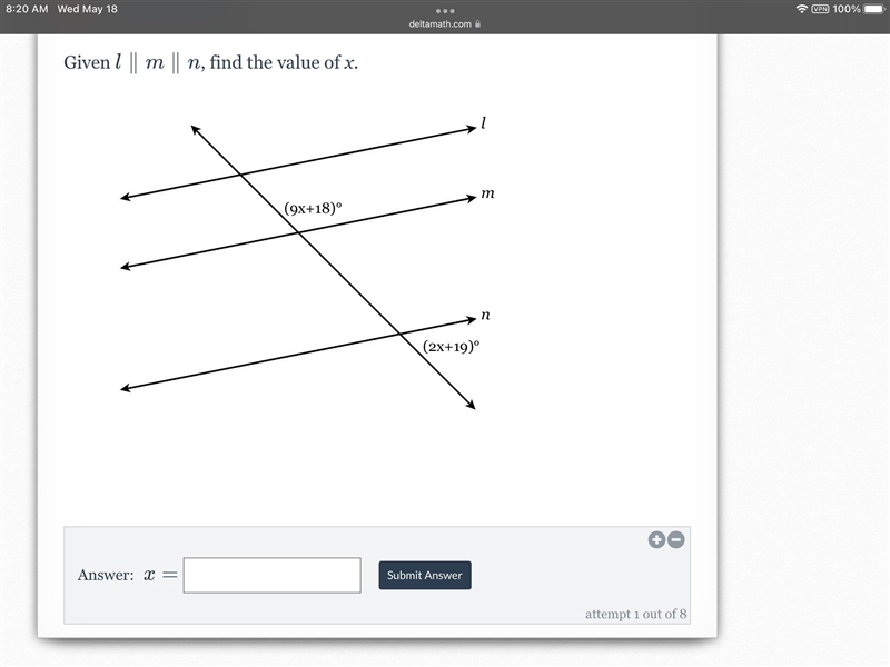 Given L M N Find the value of X-example-1