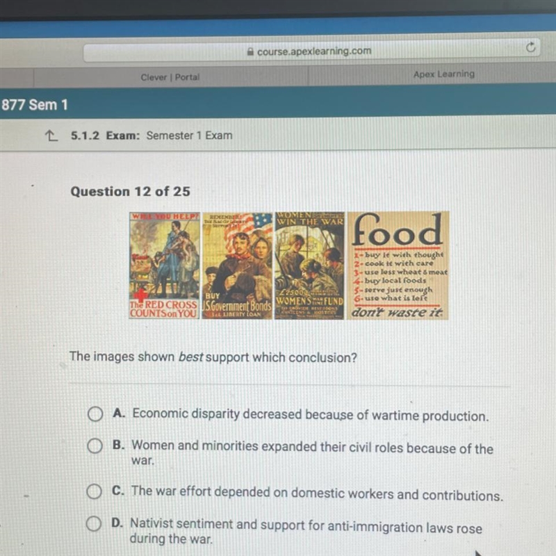 The images shown best support which conclusion? A. Economic disparity decreased because-example-1