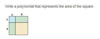 Write a polynomial that represents the area of the square.-example-1