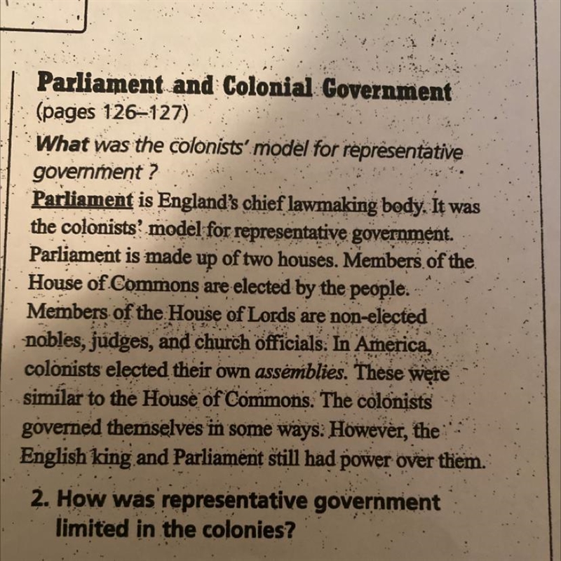 2. How was representative government limited in the colonies?-example-1