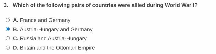 Which of the following pairs of countries were allied during WWI giving 100 points-example-1