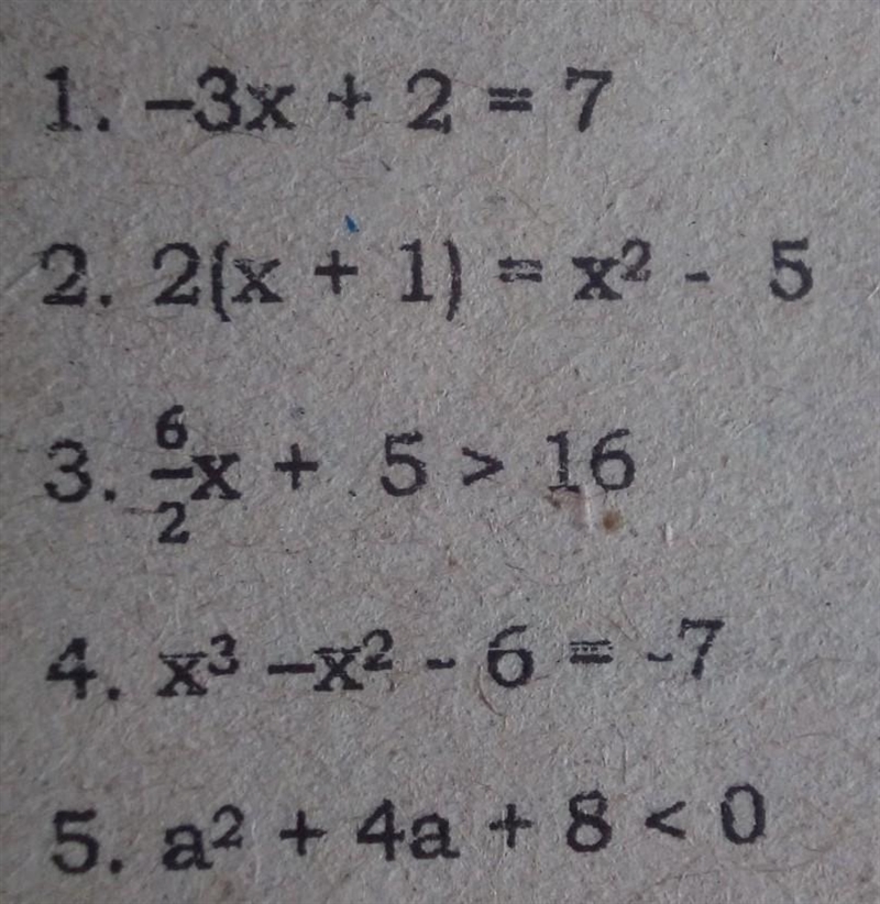 State whether each of the following is a first degree equation inequality or not​-example-1