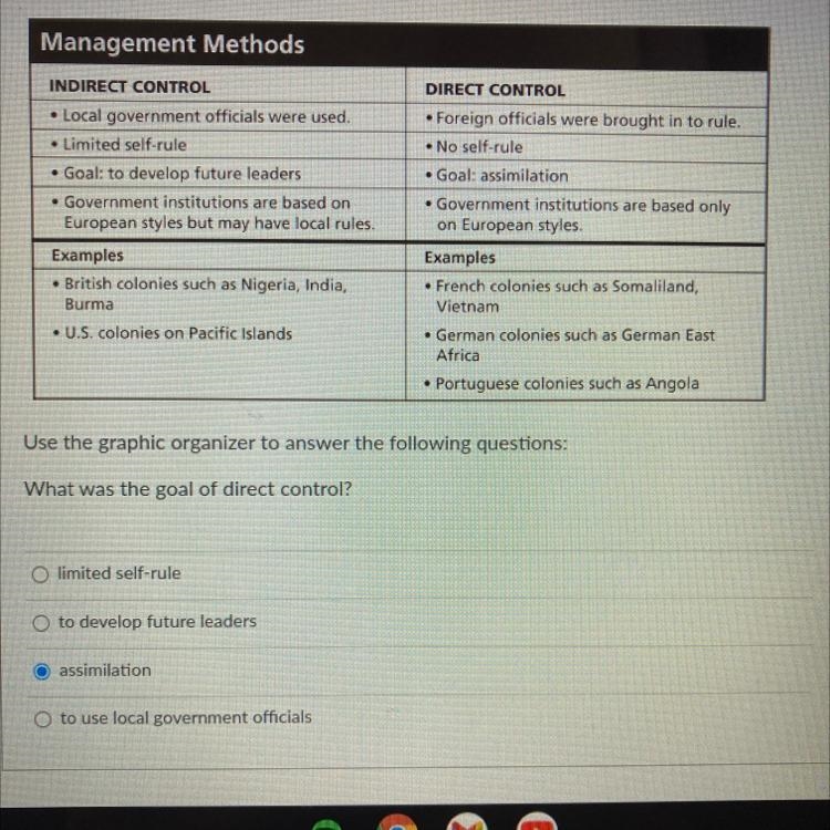 What was the goal of direct control￼-example-1