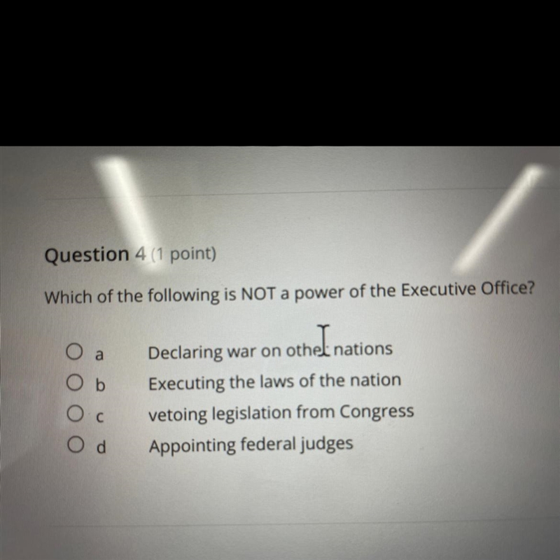 Which of the following is NOT a power of the Executive Office?-example-1