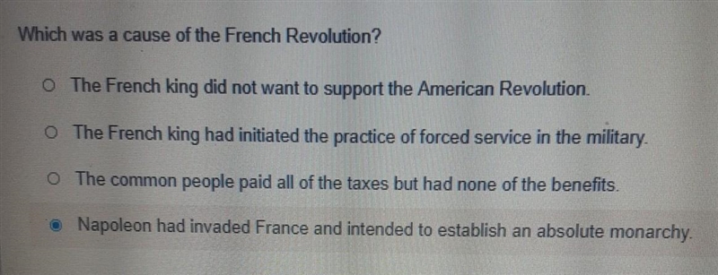 Which was a cause of the French Revolution? (see picture)​-example-1