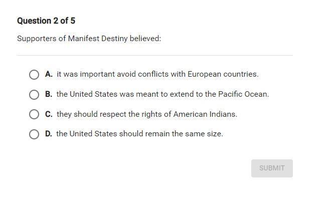 Supporters of Manifest Destiny believed:-example-1