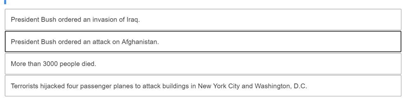 Pls help Which order accurately describes the events of September 11, 2001, and the-example-1