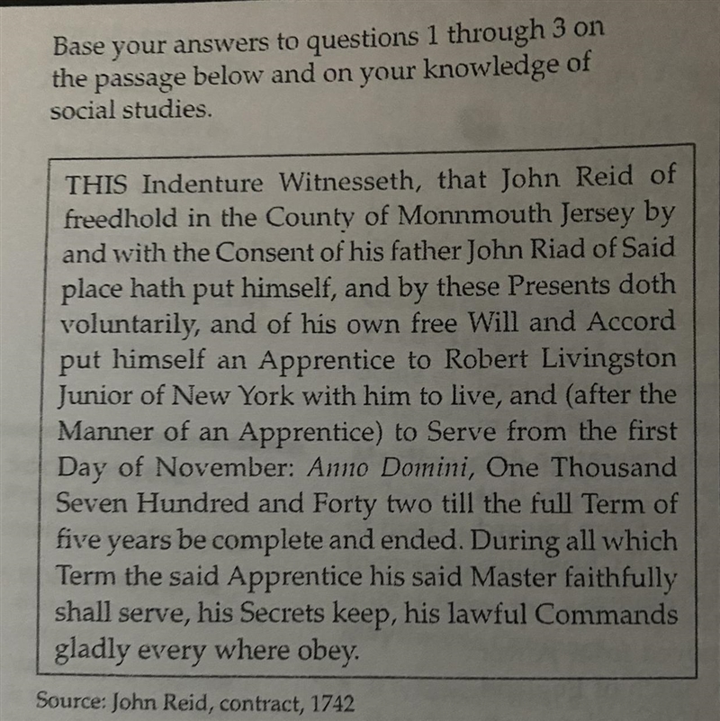 NEED HELP This contract is an example of (1) mercantilism (2) indentured servitude-example-1