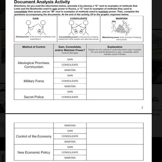 How did Lenin and the Bolsheviks gain, consolidate, and maintain power in Russia?-example-1