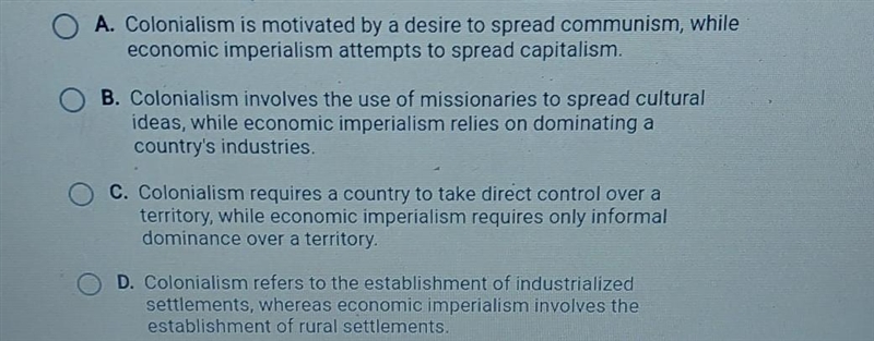 How is colonialism different from economic imperialism?​-example-1