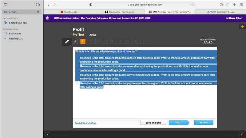 What is the difference between profit and revenue? Revenue is the total amount producers-example-1