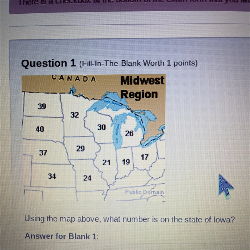 Using the map above, what number is on state of Lowa-example-1